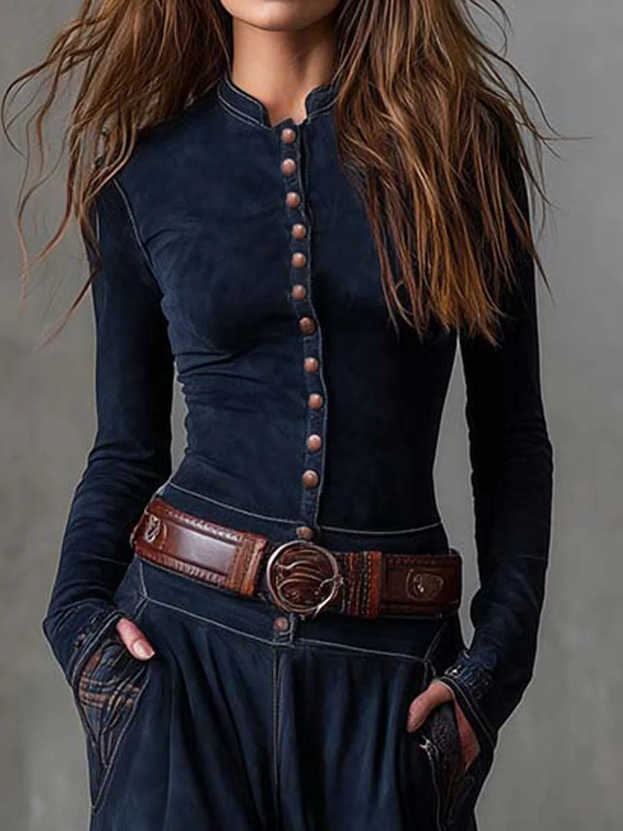 Azucena | Vestido maxi de ante con cinturón incluido